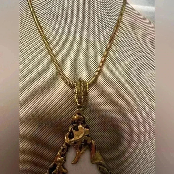 Vintage 1960s Love Witch Necklace Large Teardrop Pendant Statement Brutalist 72g - Picture 3 of 5